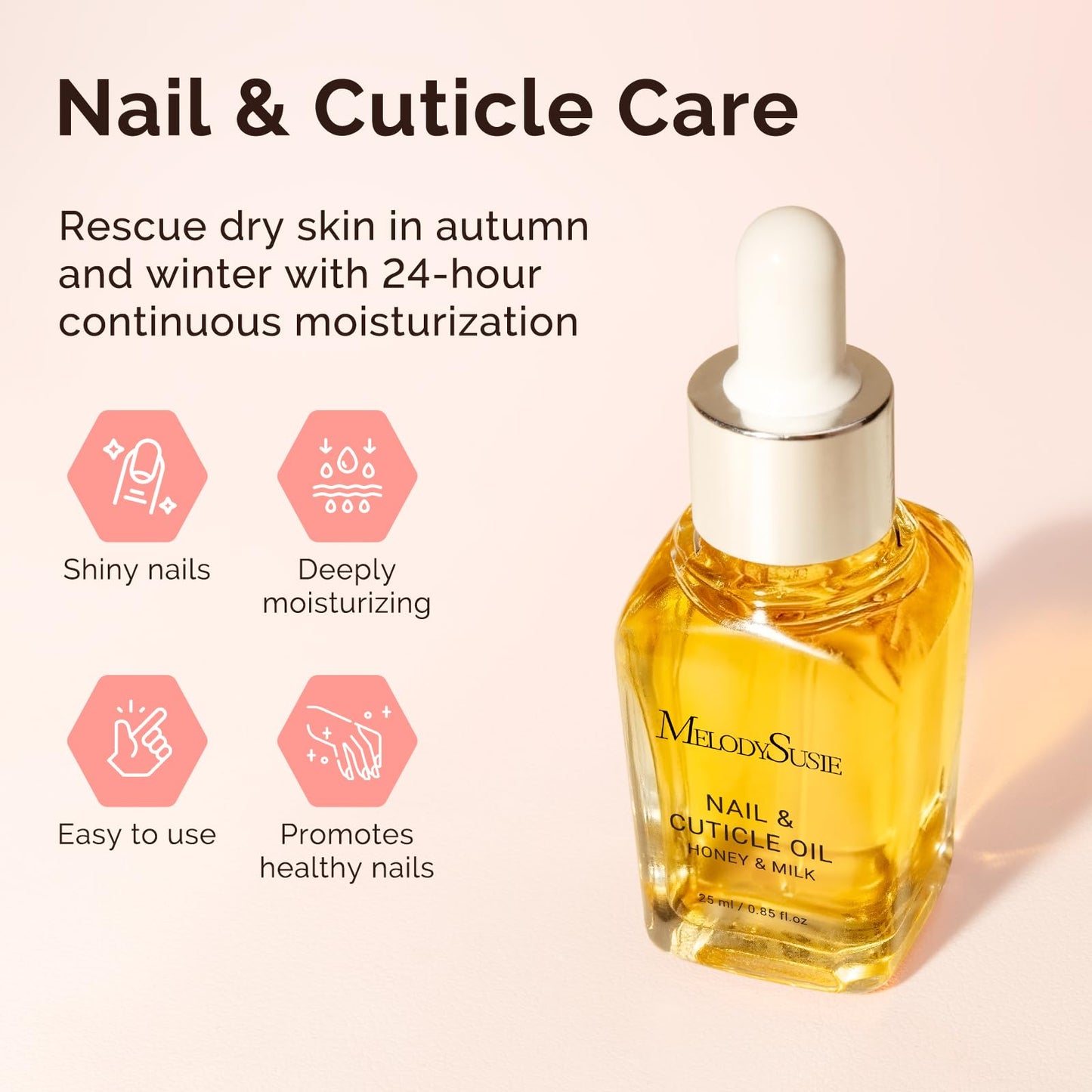 MelodySusie 25ML Cuticle Care Kit - Cuticle Oil and Cuticle Remover, Cuticle Nourishes and Softener, Promotes Nail Growth and Strength for Home and Salon Use 2PCS
