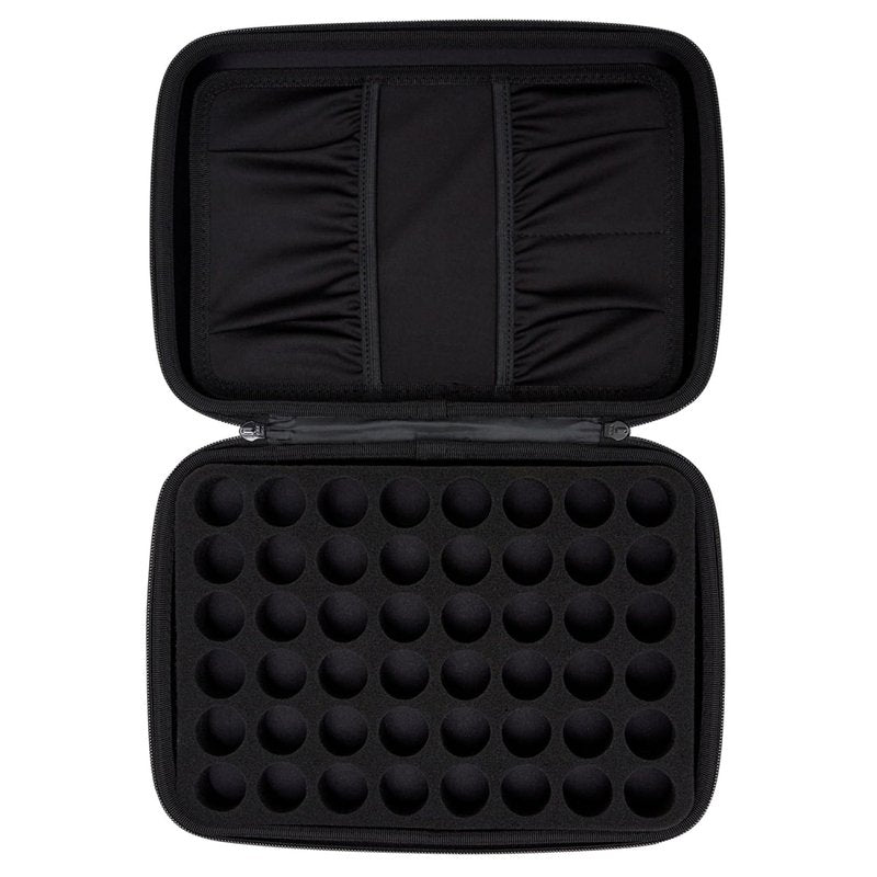 Edens Garden Essential Oil Carrying Case – Portable Travel Organizer Holds 48 Bottles (5 ml, 10 ml & Roll-Ons) – Hard Shell Zipper Storage Bag with Handle for Aromatherapy Accessories - Black