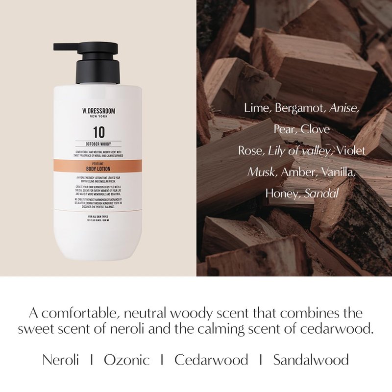 W.Dressroom No.97 April Cotton Perfume Body Lotion, Hydrating Body Lotion for Dry & Sensitive Skin – Fast-Absorbing, Non-Greasy, Clean Cotton Scent, 16.9 fl oz Pump