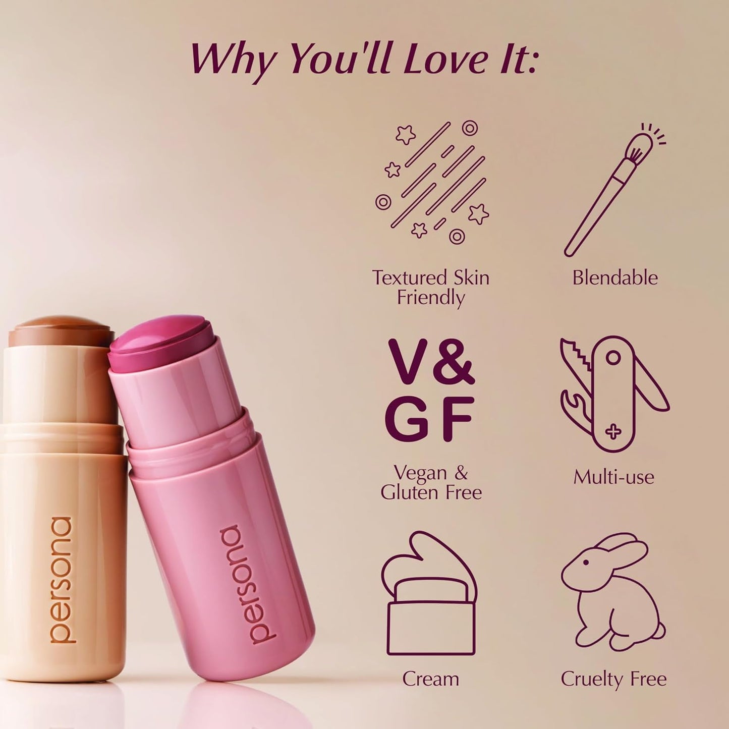 Teddy Cosmetics Dreamstick Cream Blush - Buildable, Lightweight Multi-Stick for Cheeks & Lips | Vegan, Fragrance-Free