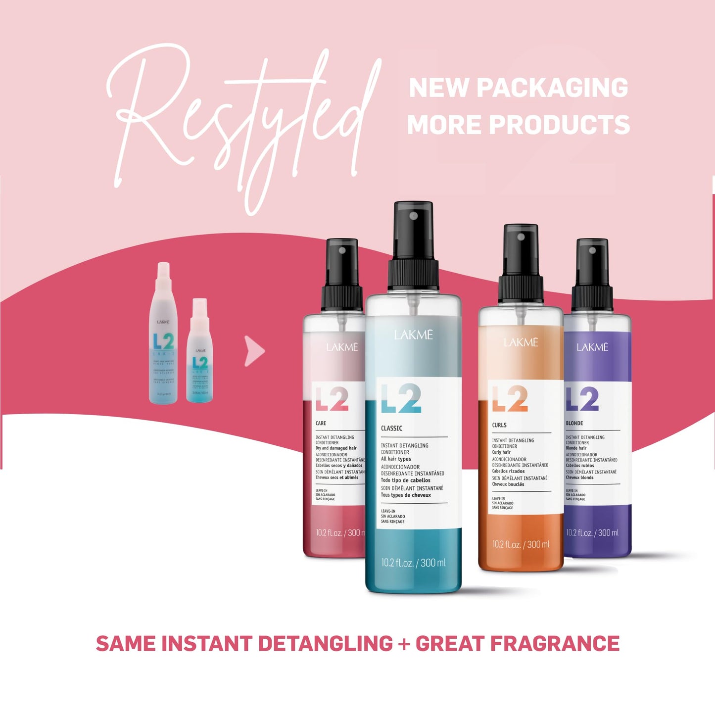 Lakmé Travel Size L2 Care Bi Phase Conditioner, Detangling Spray for Hair, Leave In Conditioner Spray For Dry and Damaged Hair, 3.4 Fl Oz