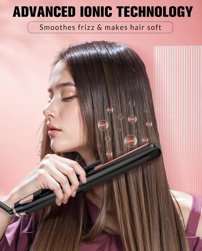 Soffiya Flat Iron Hair Straightener, Ceramic Hair Straightener and Curler 2 in 1, Rapid 30-Second Heat-Up Hair Straightening Iron with Floating Plates for Less Frizz, Shinier & Smoother Hair