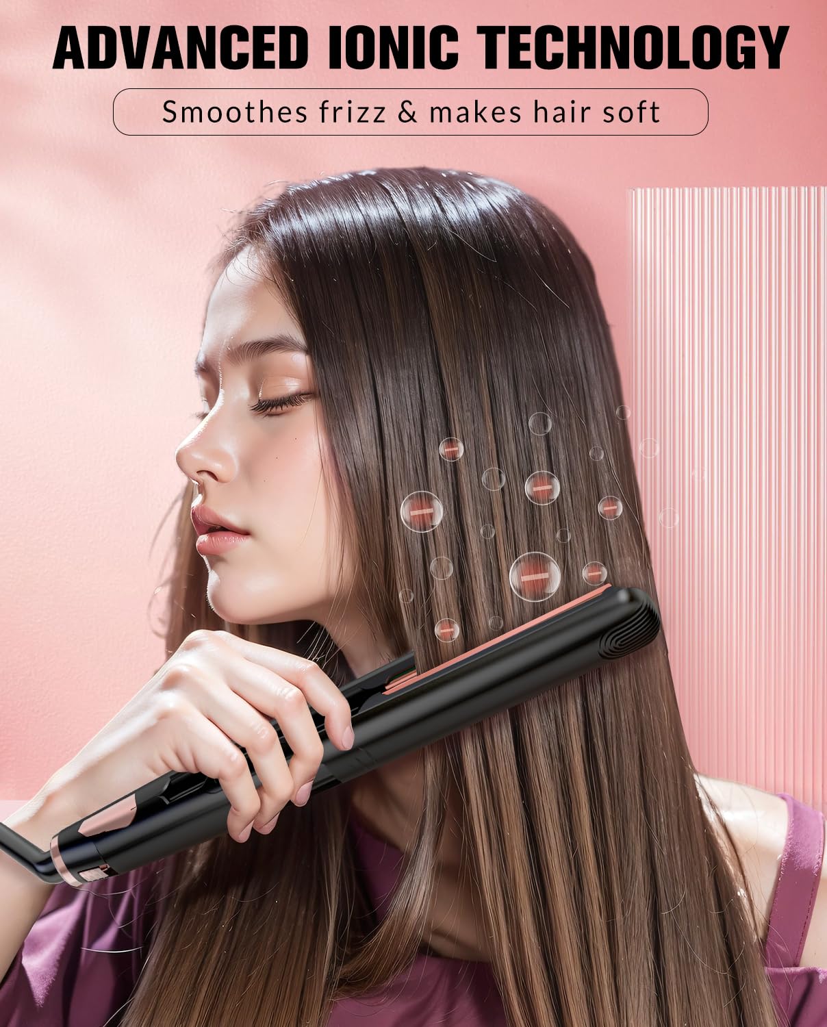 Soffiya Flat Iron Hair Straightener, Ceramic Hair Straightener and Curler 2 in 1, Rapid 30-Second Heat-Up Hair Straightening Iron with Floating Plates for Less Frizz, Shinier & Smoother Hair