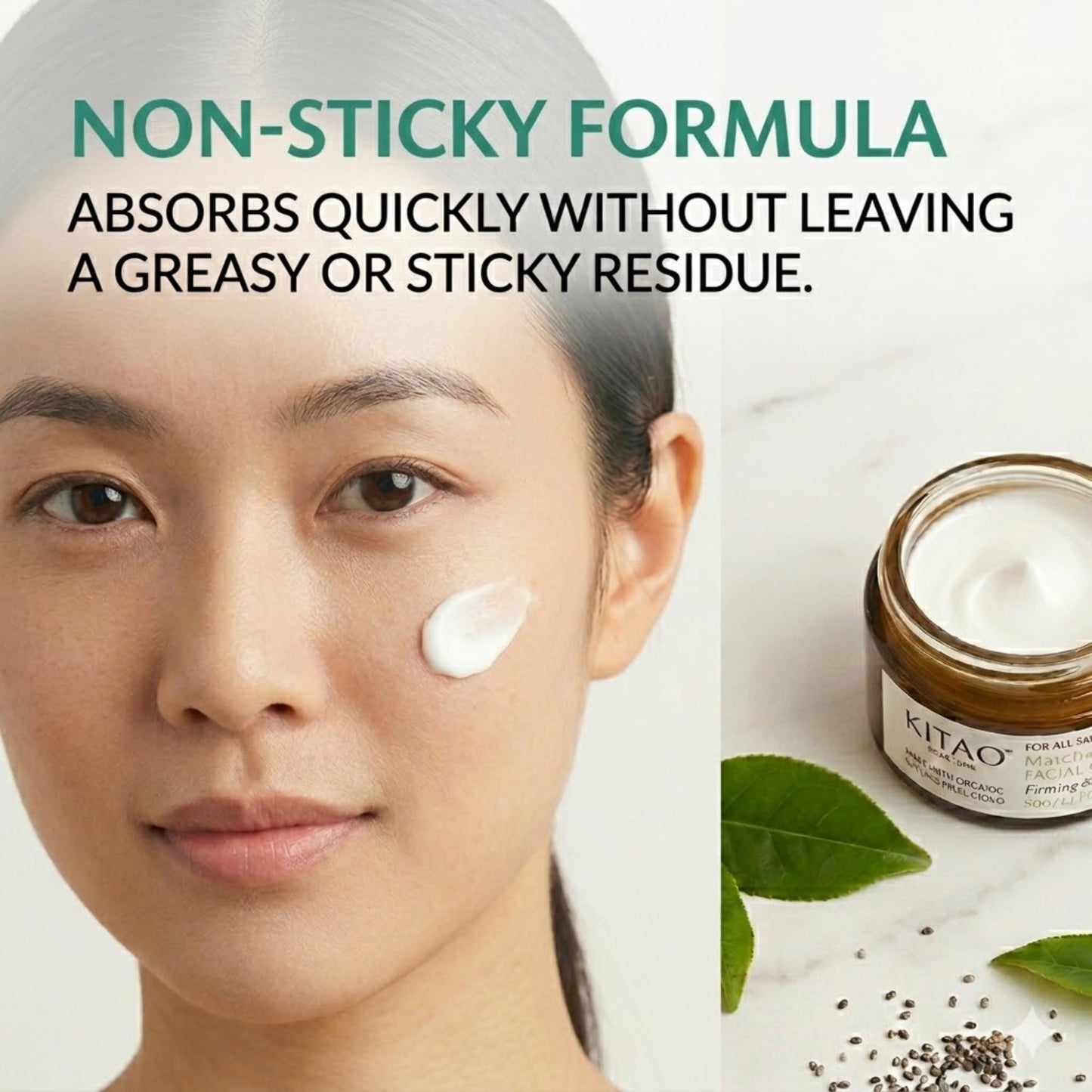 KITAO Anti Aging Face Cream for Women, Organic Face Moisturizer for Sensitive Skin with Matcha, Rice & Vitamin C | Retinol Face Cream, Japanese Skincare Face Moisturizing Cream for Dry Skin 1.7 Fl Oz