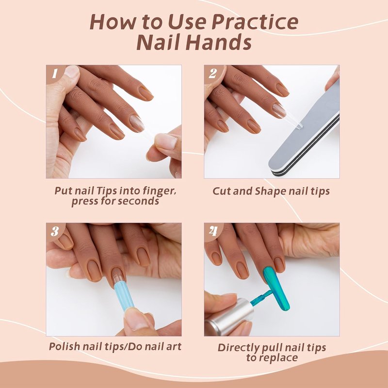 Acrylic Nail Practice Hand - Flexible Silicone Kit for Beginners | Bendable Fingers & Nail Art Supplies