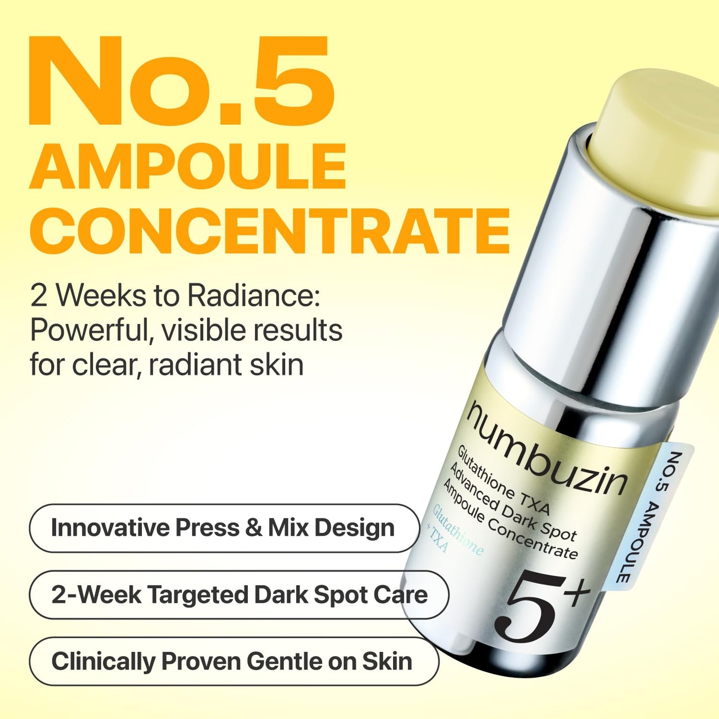 numbuzin No.5 Serum | Glutathione Vitamin Concentrated Serum 30ml Travel Set (+1ml*10ea) | Glutathione, Vitamin C, Tranexamic Acid | Hyperpigmentation, Acne Scars, Korean Skincare | 1.31 fl. oz.