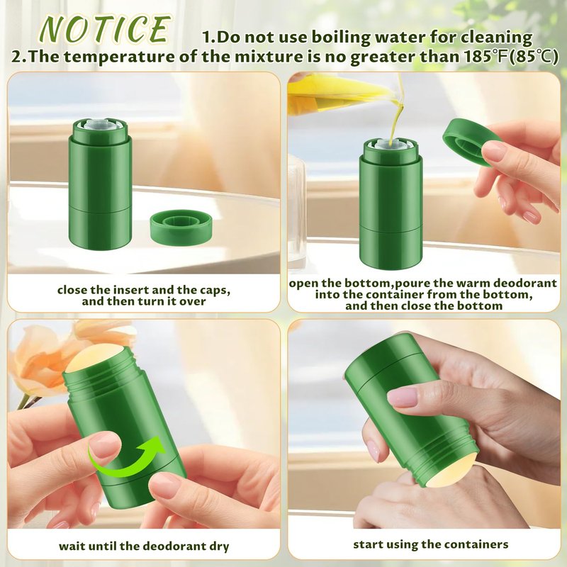 glasstore 24 Pack 40ml/1.3oz Empty Deodorant Containers Twist-Up Refillable Deodorant Tubes Plastic Deodorant Bottles Bottom-fill Lip Balm Tubes For DIY Homemade Deodorant Aromatherapy Balm (green)