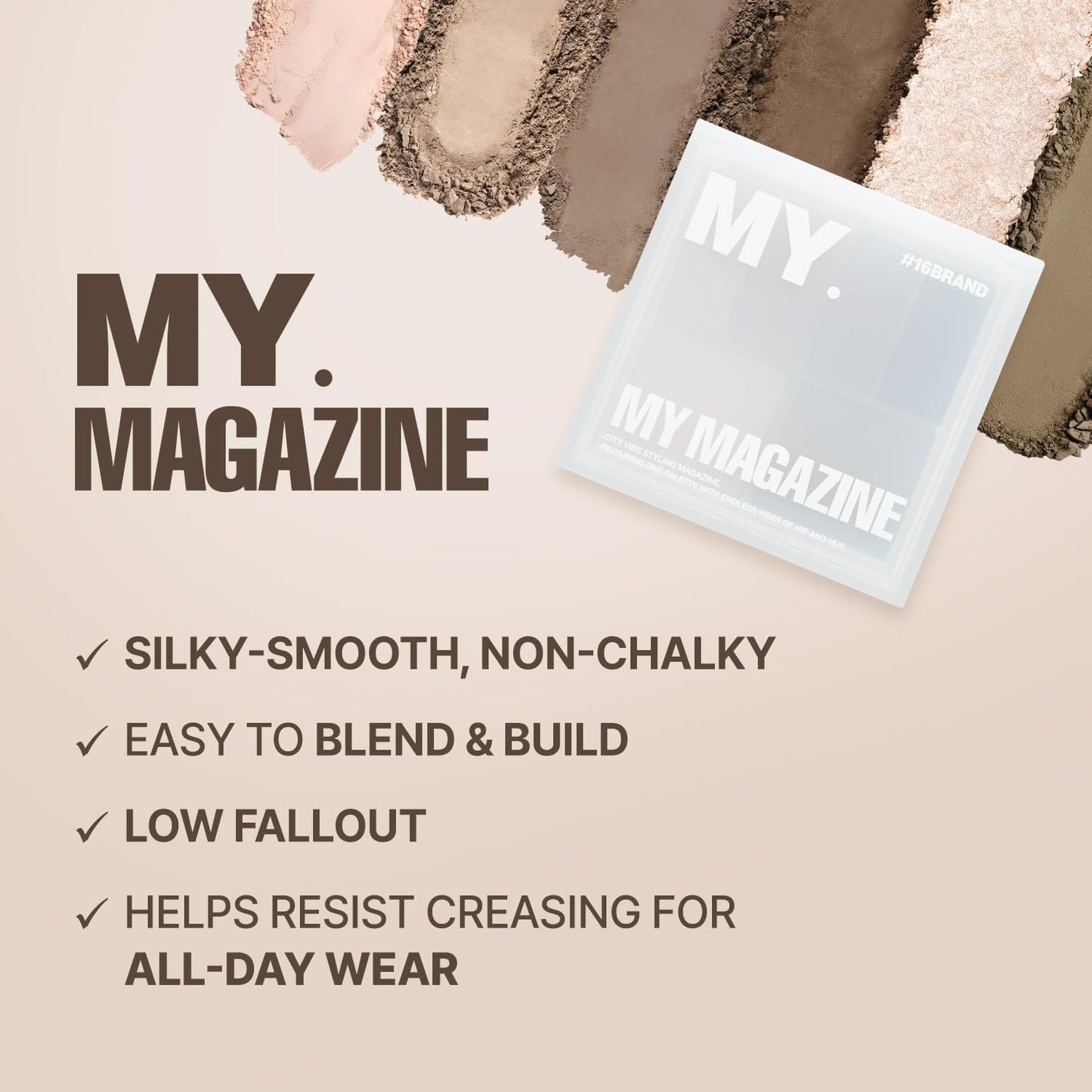 CHOSUNGAH BEAUTY My Magazine Eyeshadow Palette - Warm Deep Red, All-in-One Matte, Shimmer & Glitter Finishes, 5 Colors, Multi-use for Eyes, Lips & Cheeks, 0.23oz