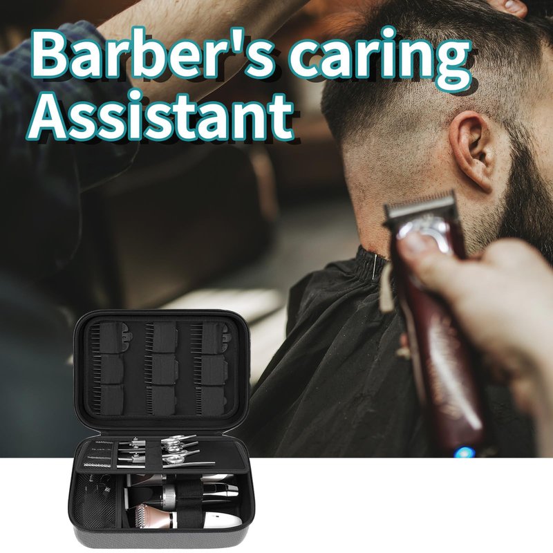 bibuks Professional Barber Clipper Case – Hard EVA Shell Oxford Fabric Travel Organizer for Clippers and Supplies, Portable Barber Storage Bag for Barbers & Stylists (Black)