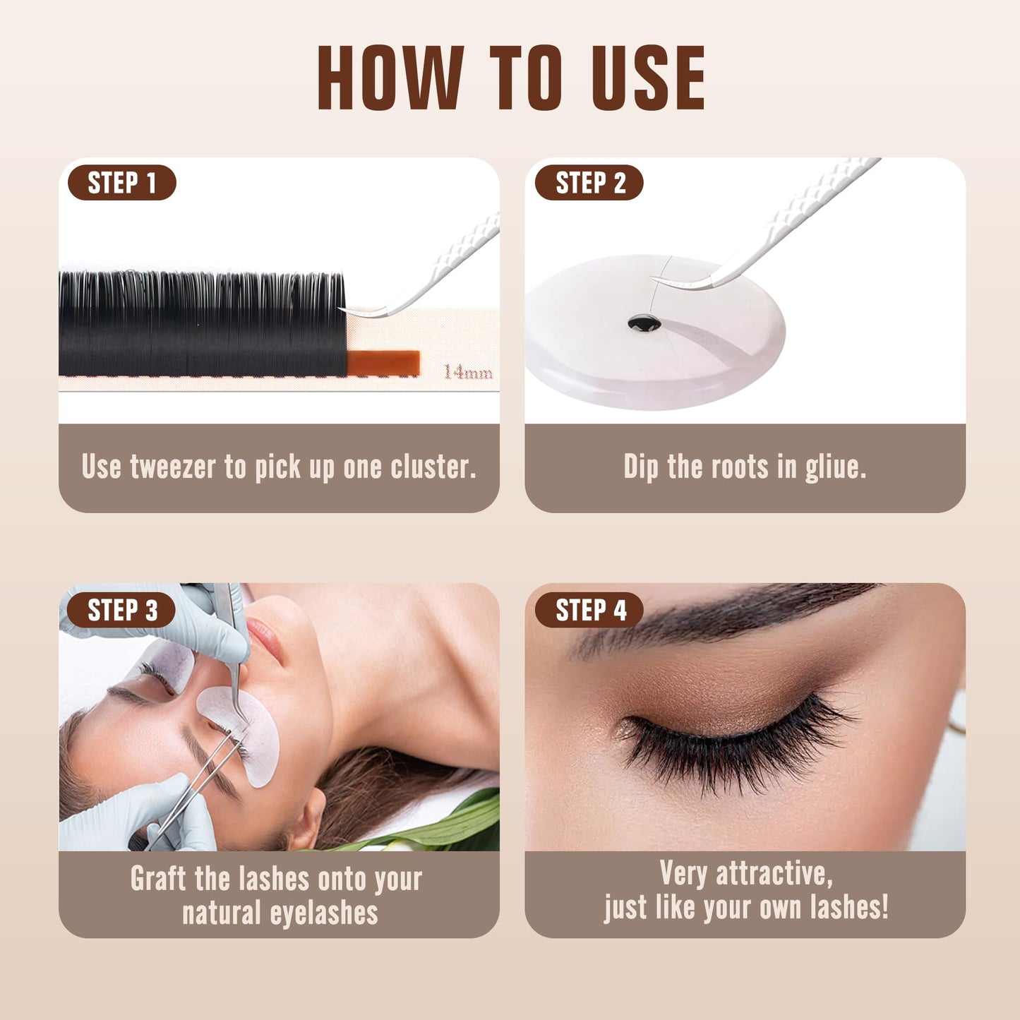 Classic Volume Lash Extension, 0.15 C Curl 14-20mm Mixed Eyelash Extension Lash Trays, Super Matt Black Individual Lash Extensions for Professional Salon Use