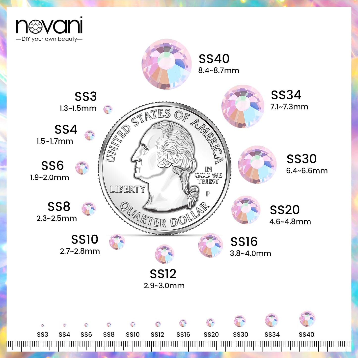 Novani Pink AB Rhinestones Glass Rhinestone for Crafts Flatback Crystals Gems and Rhinestones for Nails Art Makeup Face Clothes Shoes Decoration DIY(SS20, 1440pcs, Pink AB)