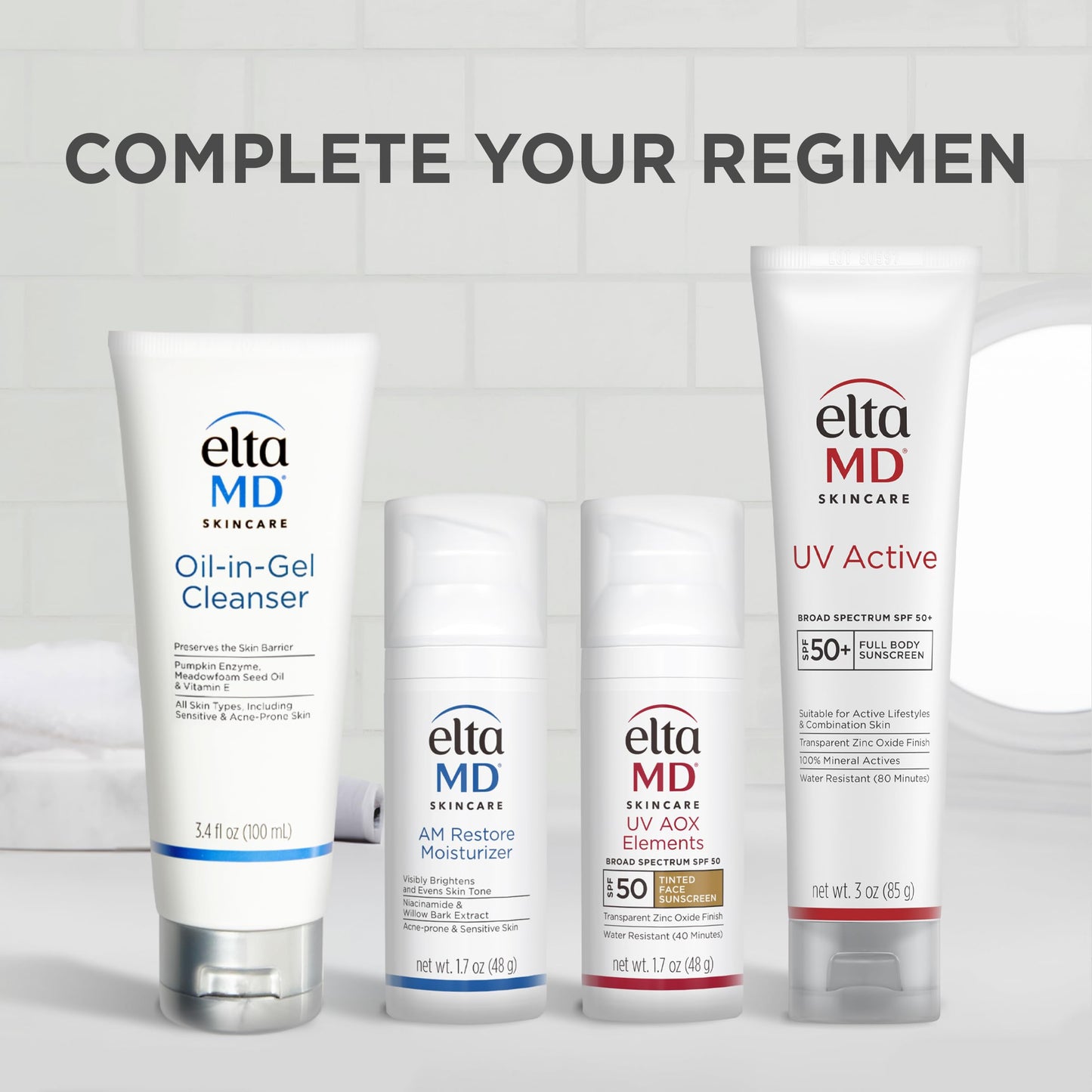 EltaMD UV Active 100% Mineral Sunscreen with Zinc Oxide, Water Resistant Sunscreen SPF 50+ Up to 80 Minutes, Oil Free SPF for Face and Body, 3.0 oz Tube
