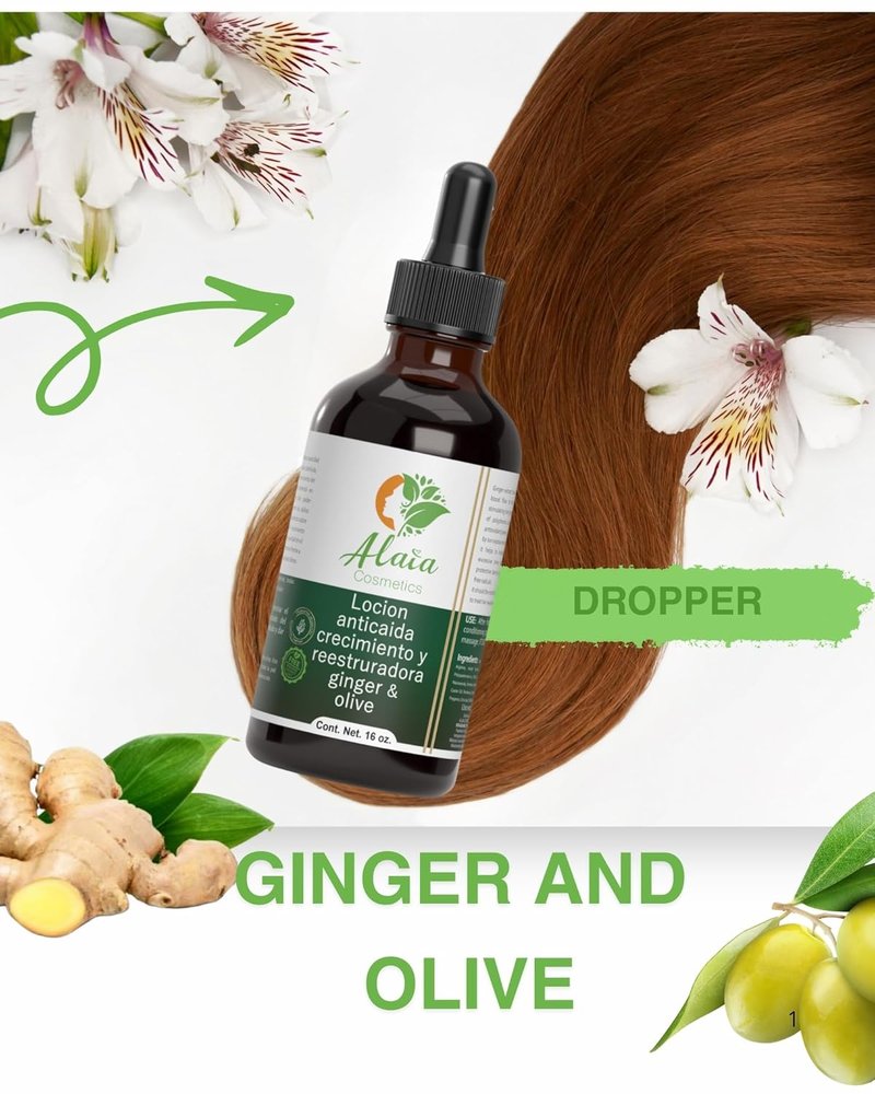 Advanced Hair Growth Stimulator - Ginger & Olive Dropper for Restoring Hair Follicles | 4oz