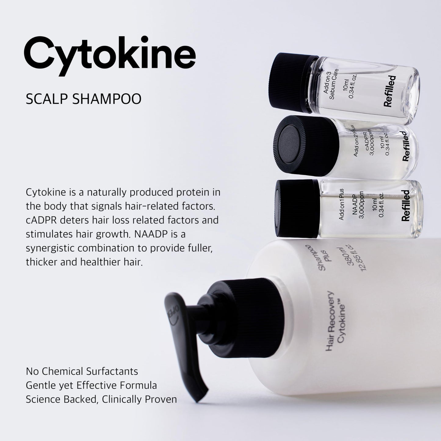 Refilled Hair-Recovery Cytokine Shampoo Plus Moisture Care,12.8 Fl. Oz. – Hair Thickening Shampoo for Thinning Hair, Anti-Hair Loss, Hydrating, Strengthening and Volumizing, Sulfate-Free Formula