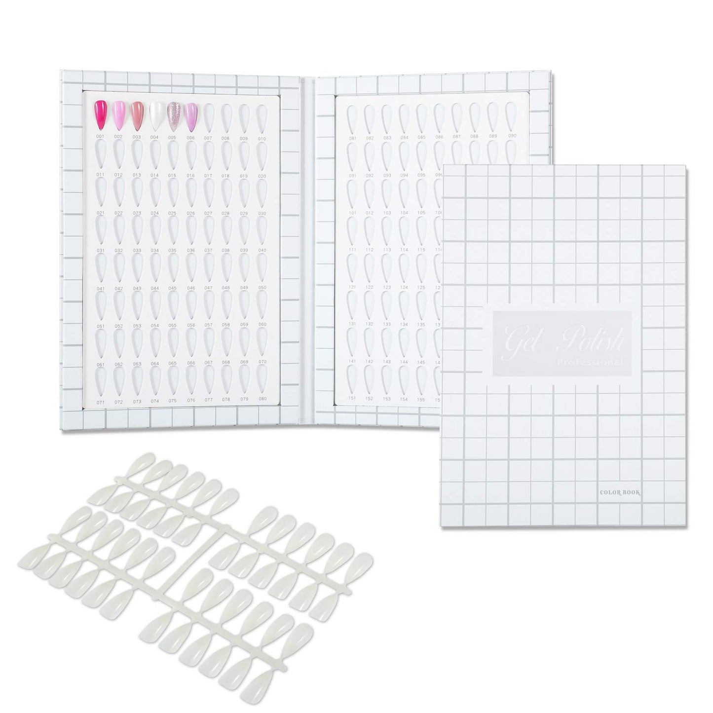 NMKL38 160 Nail Color Display Book Chart with 240 Nail Tips UV Gel Polish Color Card Board Salon Tools (A03)