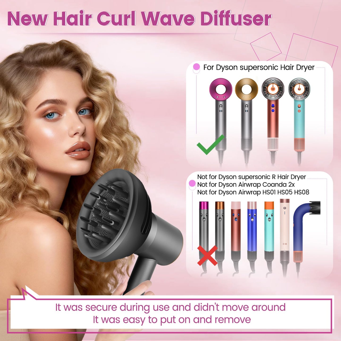 YTCHYYSK New Wave+Curl Diffuser Nozzle for Dyson Supersonic Hair Dryer HD01 HD02 HD03 HD04 HD08 HD15 HD16 Accessories, Attachemnt Parts No 973924-01, One Tool Two Mode for Wavy Curly or Coily Hair