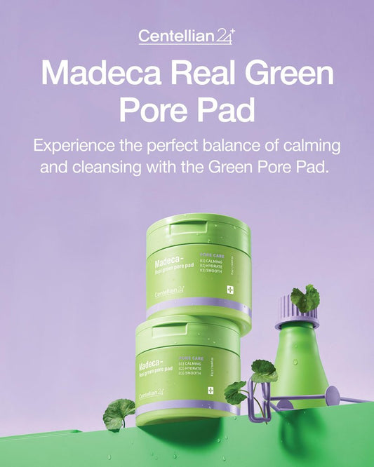 CENTELLIAN 24 Madeca Real Green Pore Pad (5.74fl oz / 60 pcs) - Exfoliating & Soothing Dual-Sided Toner Pads for Sensitive Skin, Pore Care, Korean Skin Care. Centella Asiatica, PHA & LHA