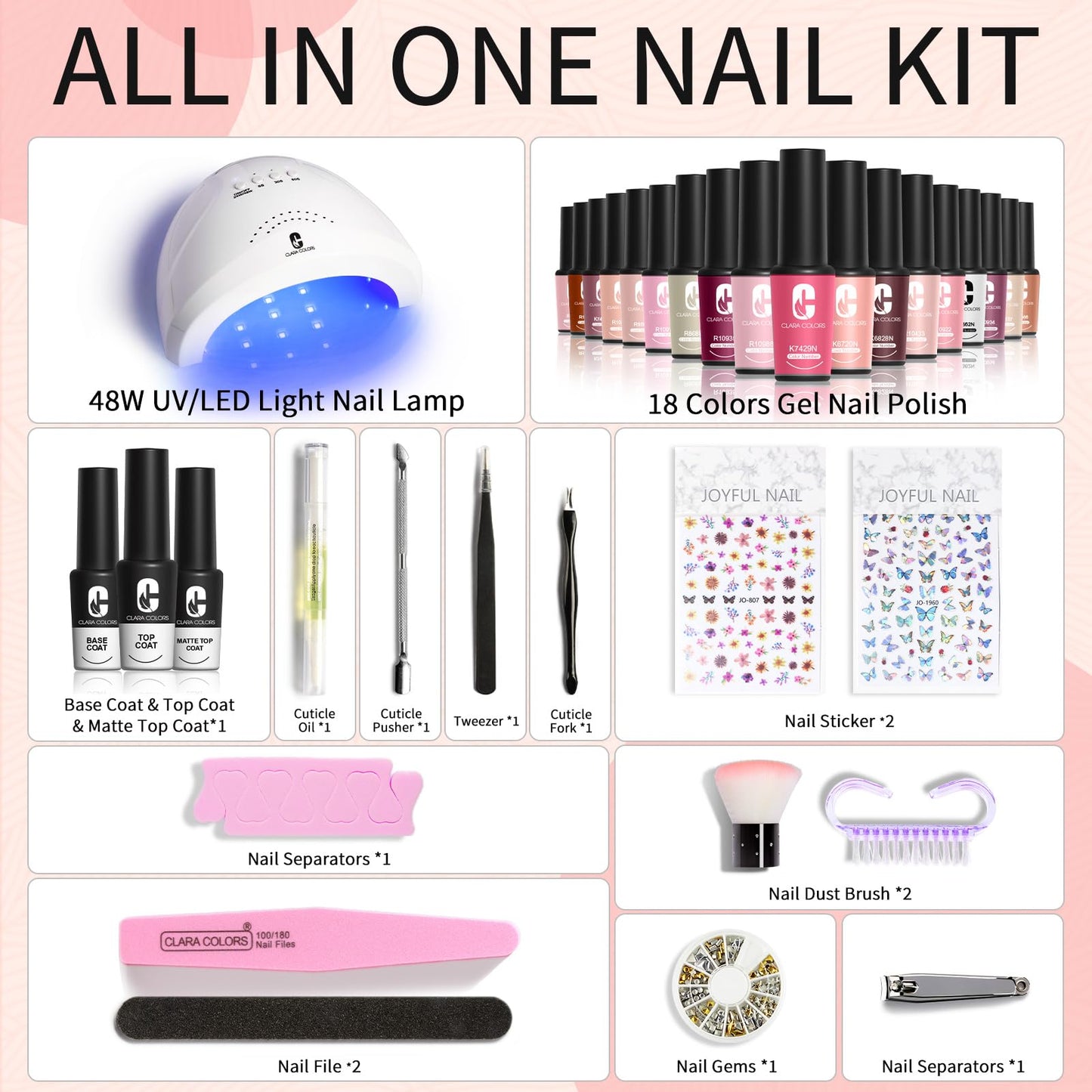Clara Colors Gel Polish Glow In The Dark Liner Set, 12 Colors Luminous Drawing Painting, Thin Nail Art Brush for Swirl Nails Design, Soak Off UV Led