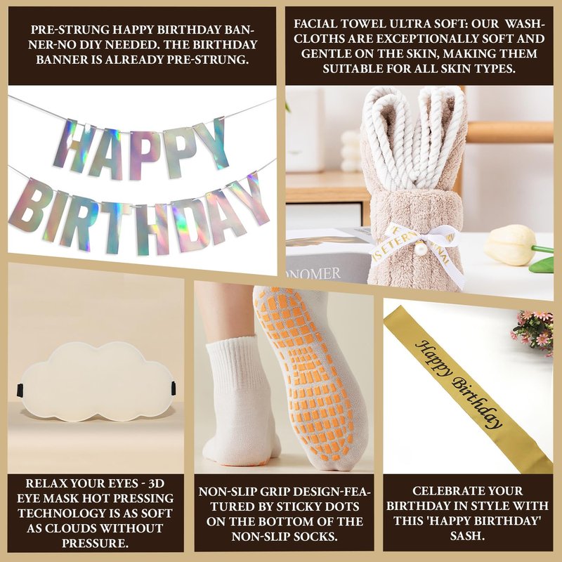 Birthday Gifts for Women, Birthday Spa Gift Basket for Women & Men, Luxury Birthday Spa Gift Box, Rich Bath Essentials, Butter, Candle, happy birthday gifts box for women bath and body care