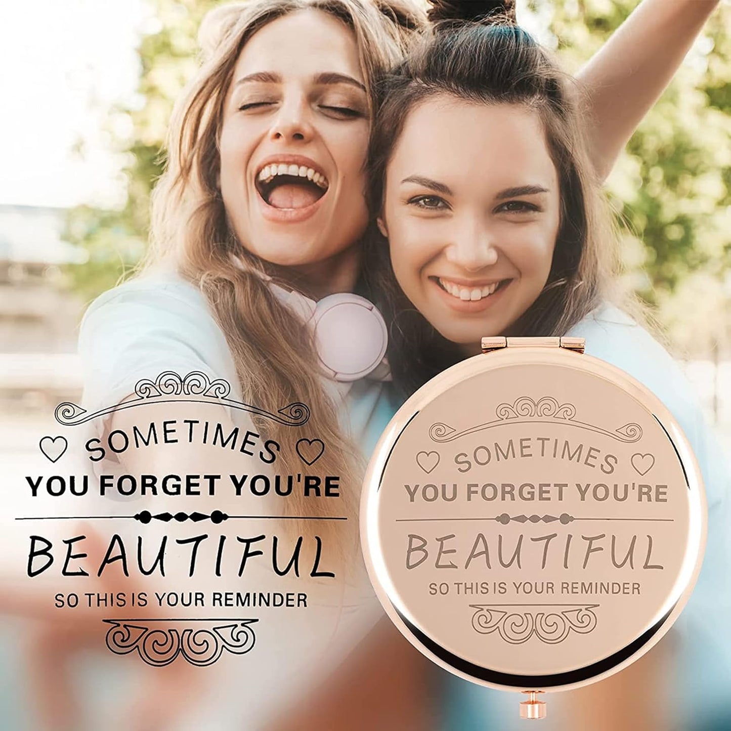 Compact Makeup Mirror for Women - Perfect Birthday Gift | Rose Gold, Ideal for Mother's Day, Valentine's Day & More