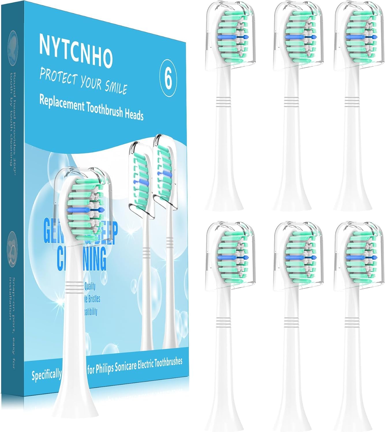 Replacement Toothbrush Heads Compatible with Philips Sonicare Electric Toothbrush,Replacement Brush Head for Replacement Heads C1 C2 G2 W 4100 HX9023/65 HX6062/65 and More Sonicare Snap-on Handles