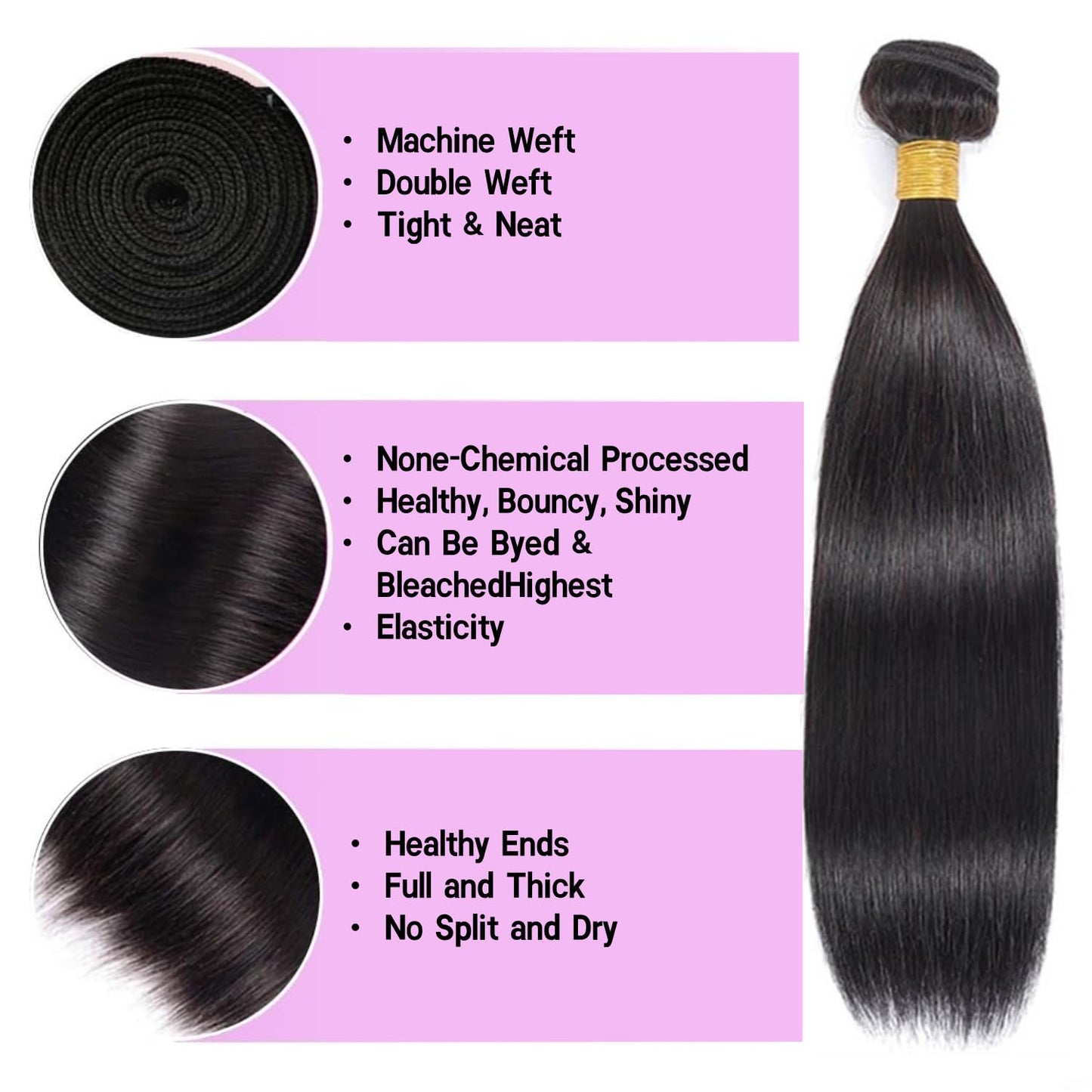 Straight Bundles Human Hair one Bundle 100g/pack 20 Inch 12A Brazilian Hair Single Black Bundles