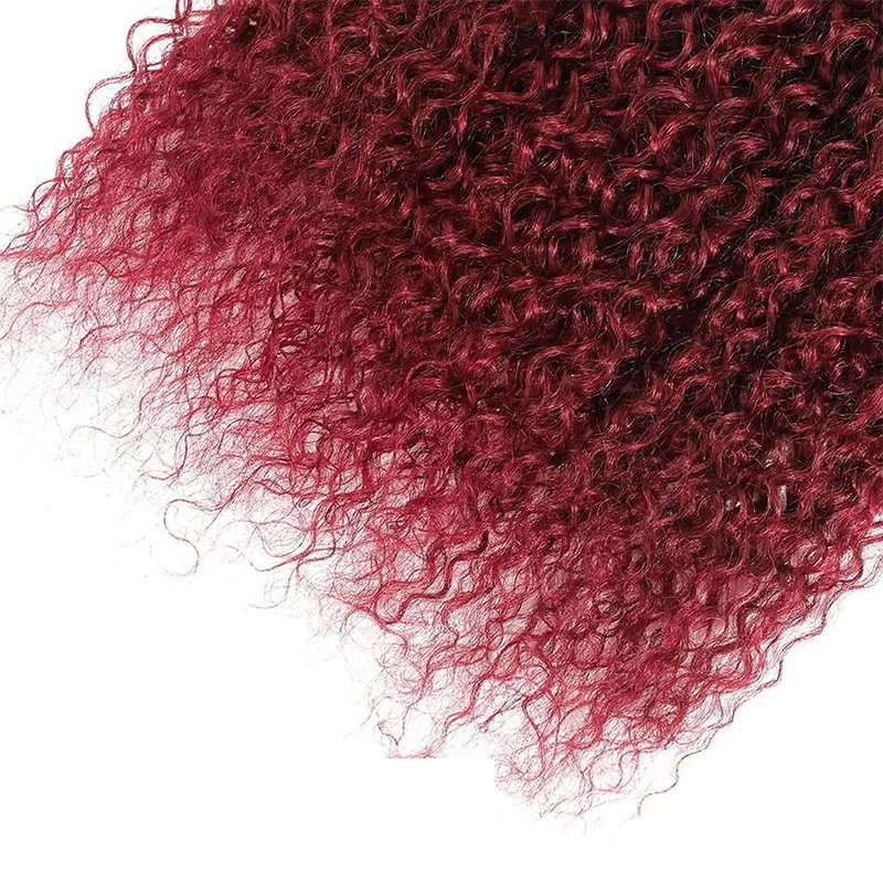 Curly Wave Human Hair Bundles 14 16 18 Inch #99J Burgundy Bundles Human Hair Wine Red 12A Unprocessed Native Virgin Hair 50G Per Bundle 3 Extensions Wet and Wavy Weave for Women