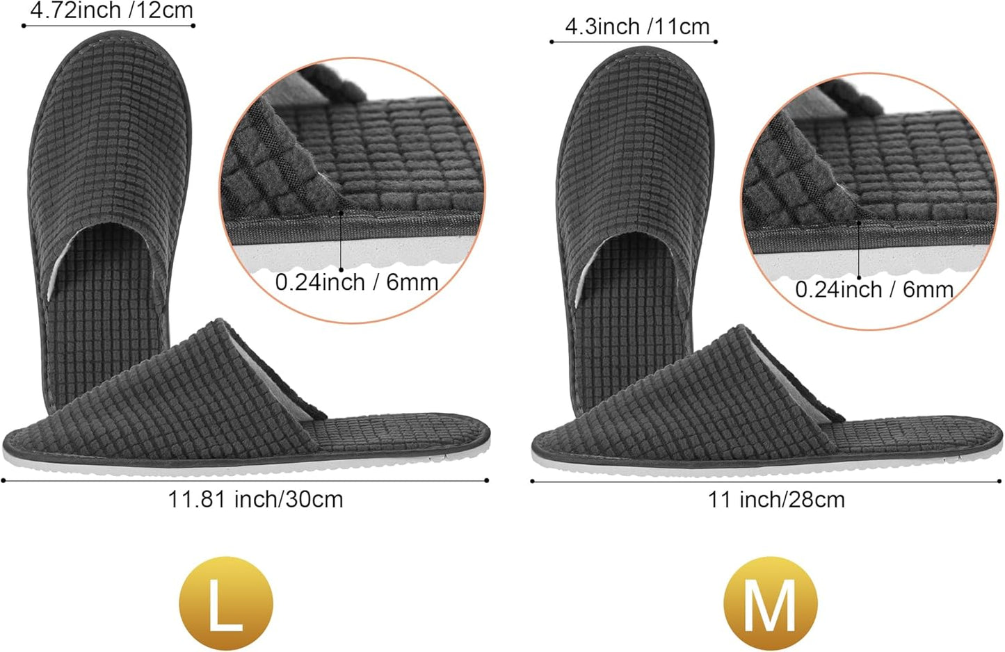 Geyoga 12 Pair Disposable Non-Slip House Slippers - Washable Closed Toe for Travel & Weddings