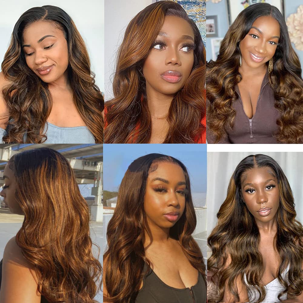 P430 Brown Bundles Human Hair Body Wave Bundles 16 18 20 Inch Unprocessed Brazilian Virgin Remy Hair 3 Bundle 50 Gram Per Bundle Highlight Brown Body Wave Human Hair Extensions