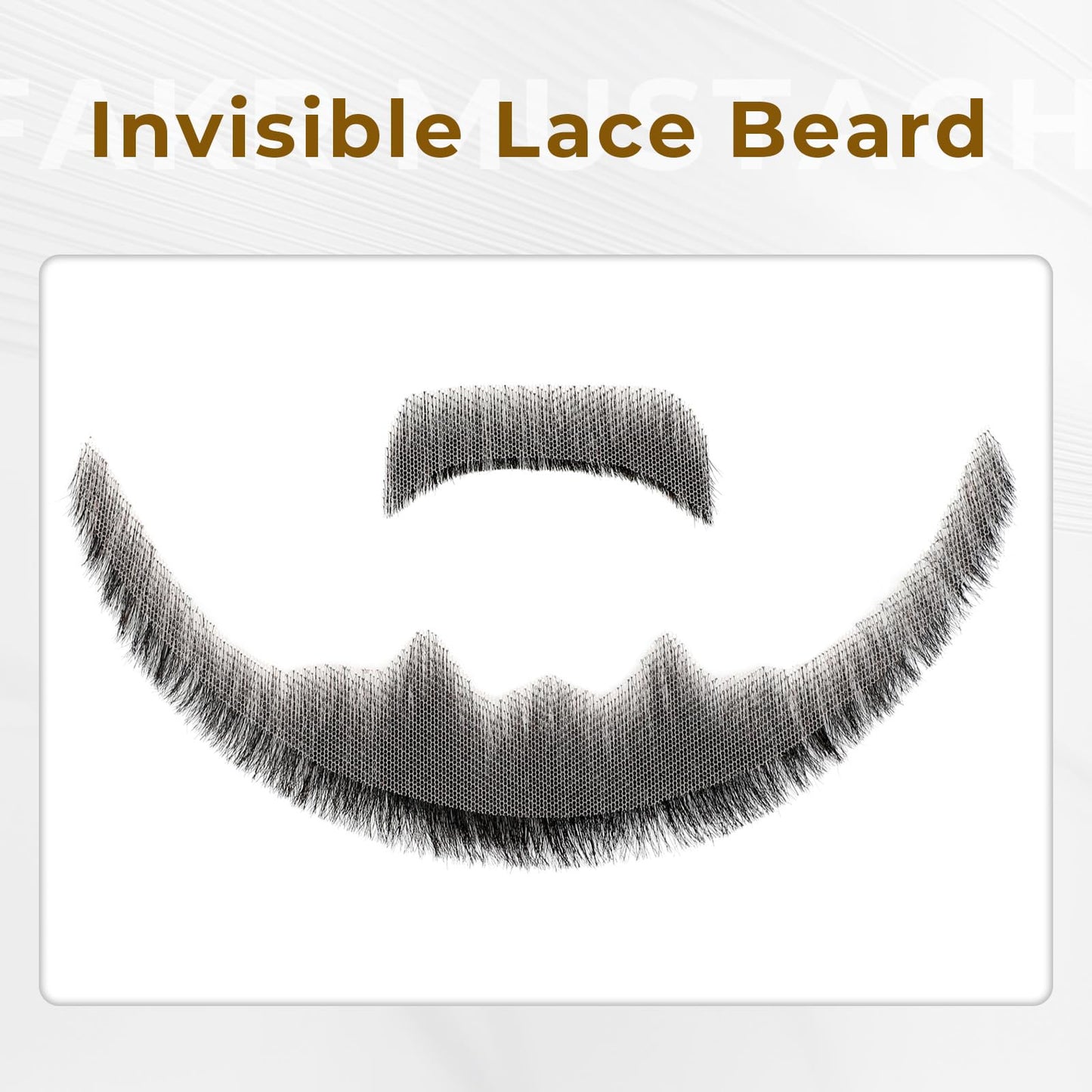 Wodelanle Fake Mustache Realistic Beard 100% Human Hair Full Hand Tied Facial Hair Black Goatee Fake Beards Lace Invisible Fake Mustache for Entertainment Party Drama Movie Makeup