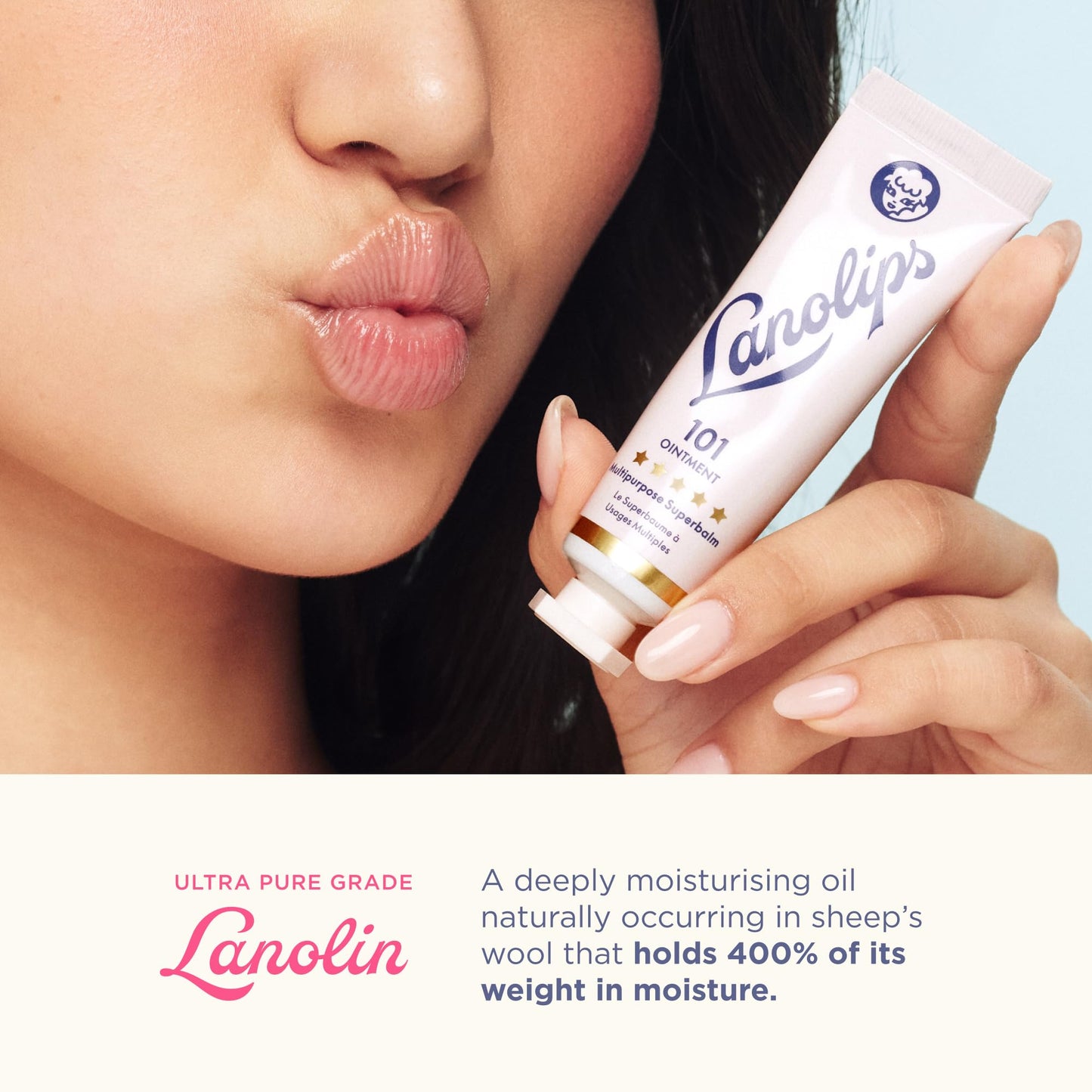 Lanolin 101 Multipurpose Ointment - Lanolin Lip Balm & Healing Ointment for Skin Barrier Repair - Moisturizer for Dry Lips, Cuticles & Elbows - No Petroleum Formula - Original Superbalm (0.52 oz)