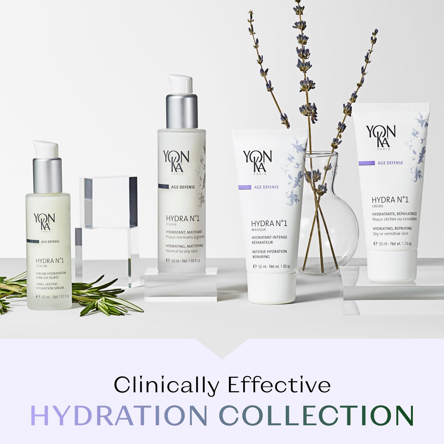 Yonka Hydra No.1 Creme and Hydra No.1 Serum | Anti-Aging Face Moisturizer and Intensive Hydration Booster with Hyaluronic Acid and Aloe Vera | For Dry and Mature Skin | Set of 2, 1.74 oz and 1.01 oz