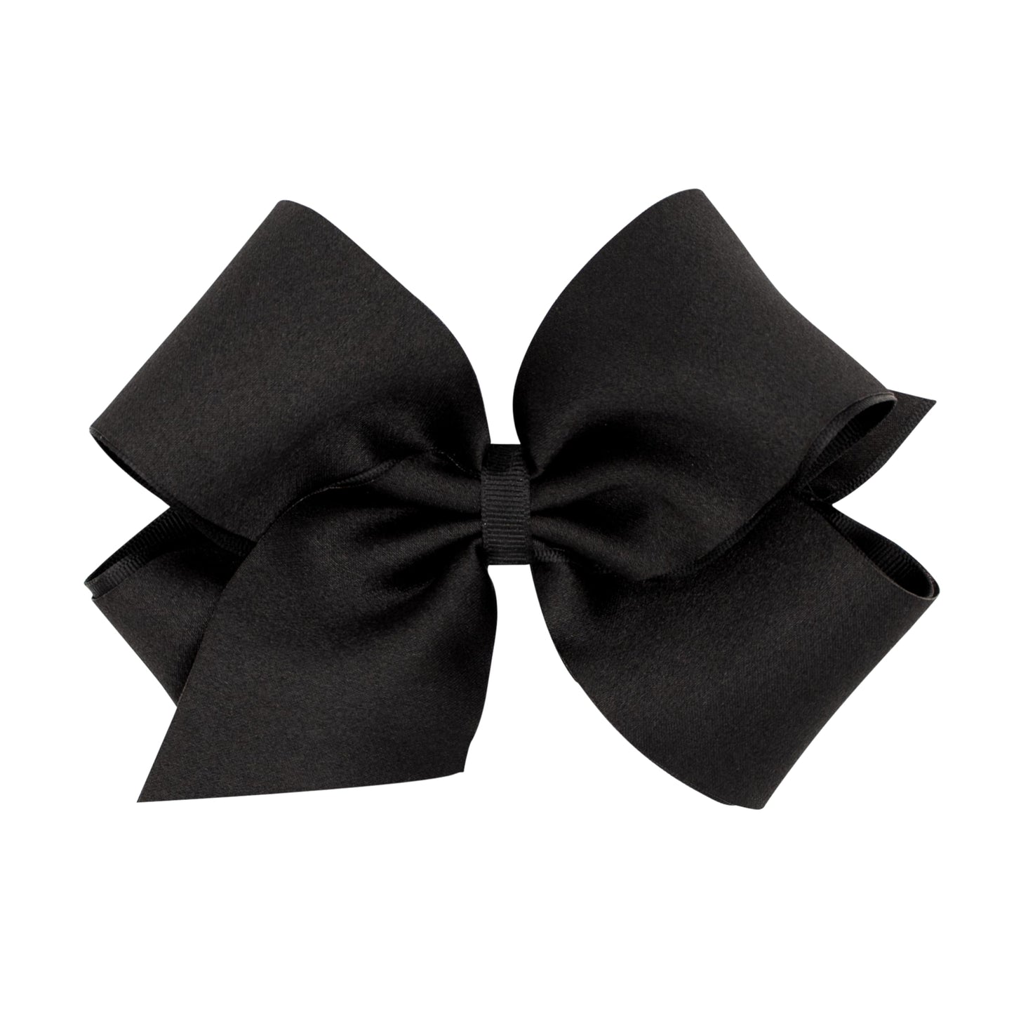 Wee Ones Girls' Crepe Satin Hair Bow with Grosgrain Underlay and Plain Wrap Center on WeeStay No-Slip Hair Clip, King, Black