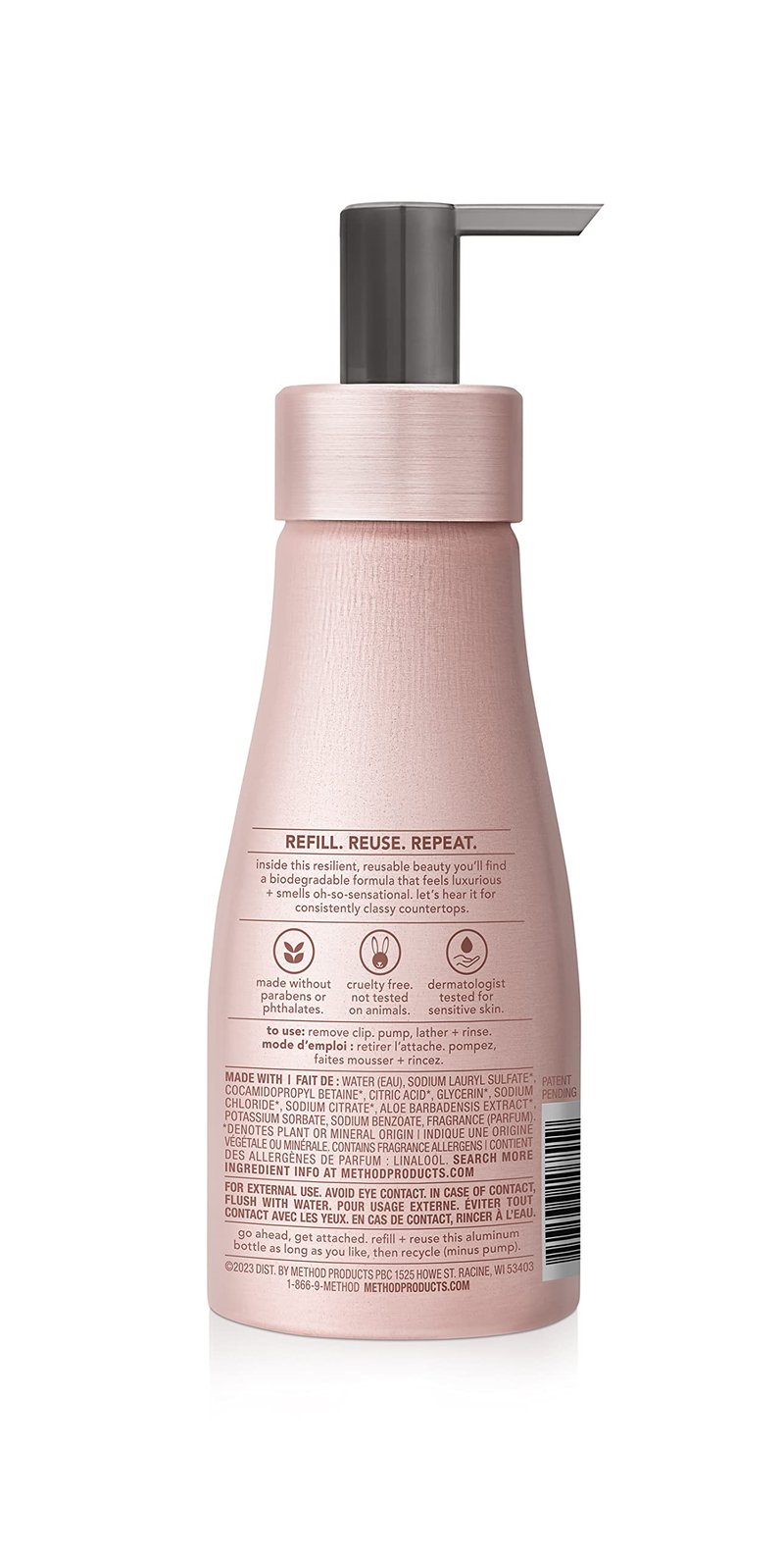Method Premium Foaming Hand Wash Refill, Vanilla + Raspberry, Recyclable Bottles, 28 fl oz (Pack of 4) (Packaging May Vary)