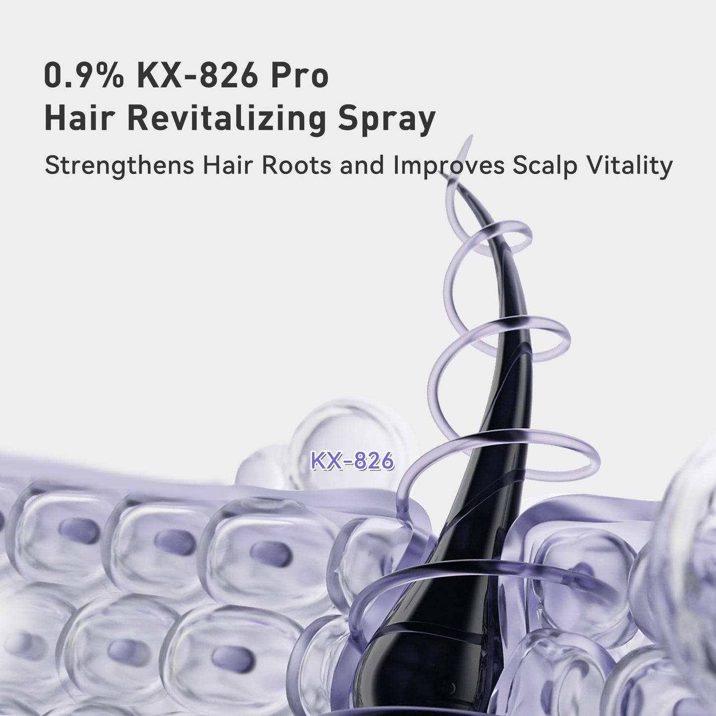 0.9% KX-826 KINTOR Hair Growth Spray,Strengthen Hair Nourish Hair follicles,Hair Care Products for Sparse Hair and Oily Hair Men&Women,60ml,Pro