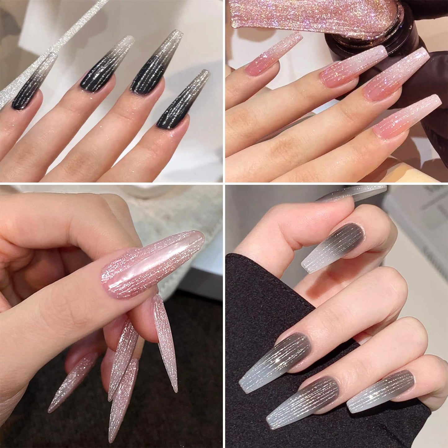 SUTOKAKA Reflective Glitter Spider Gel, 4 Colors Sparkle Diamond Sliver Gold Pink Elastic Spider Gel Polish, Nail Designs Paint Wire Drawing Gels Polish for Line DIY Manicure Home or Salon Use