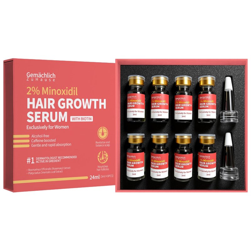 Minoxidil for Women Hair Growth with Biotin, Extra Strength Topical Minoxidil Serum Solution with Rosemary for Hair Regrowth Treatments, Non-Greasy, Helps Prevent Hair Thinning & Hair Loss