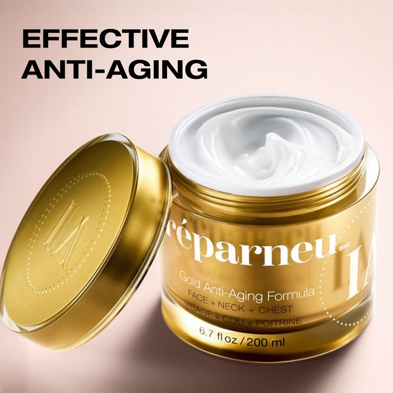 InfiniteAloe réparneu Gold Anti-Aging Formula, Neck Firming, Face Tightening, Anti Wrinkle Face Cream - Organic Aloe Powered with Collagen, Peptides & Retinyl - 0.5oz Jar