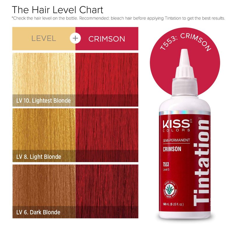 Tintation Semi-Permanent Hair Color - Aloe Vera & Argan Oil Formula | Long-Lasting Crimson Dye (5 Fl Oz)
