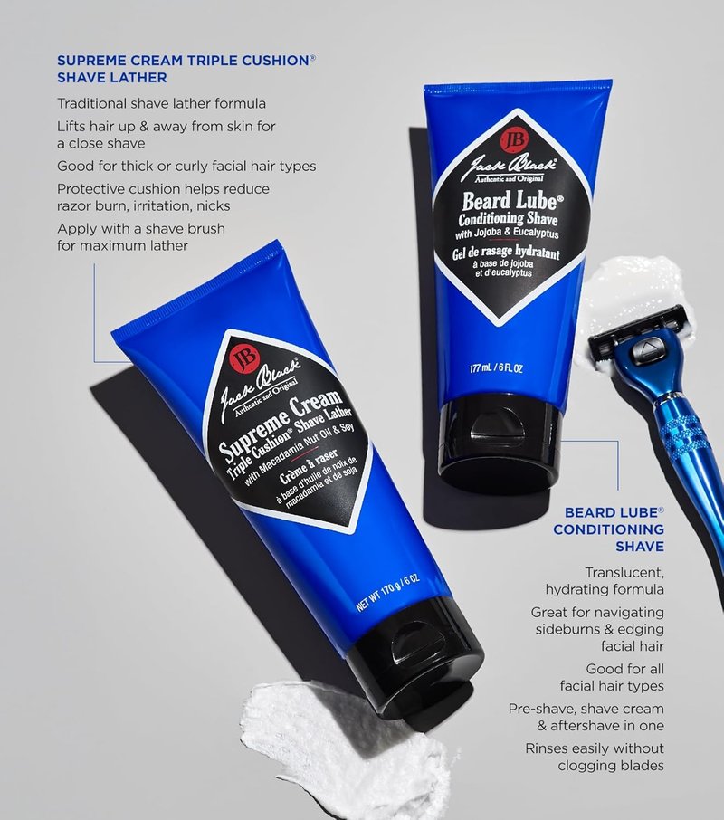 Jack Black Supreme Cream - Triple Cushion Shave Lather for Men | Rich, Moisturizing Shaving Cream