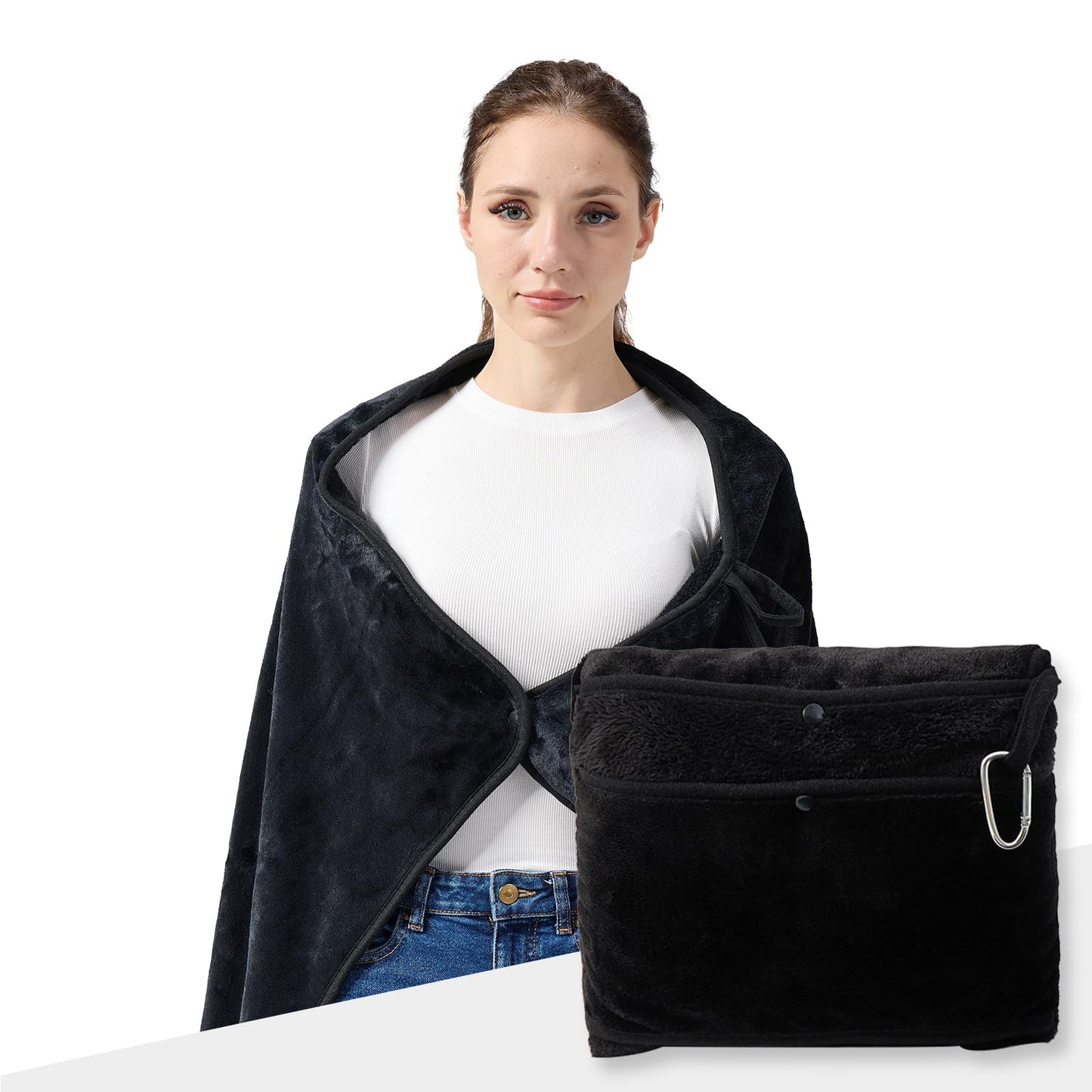 SHINEDOOR Travel Blanket, Black