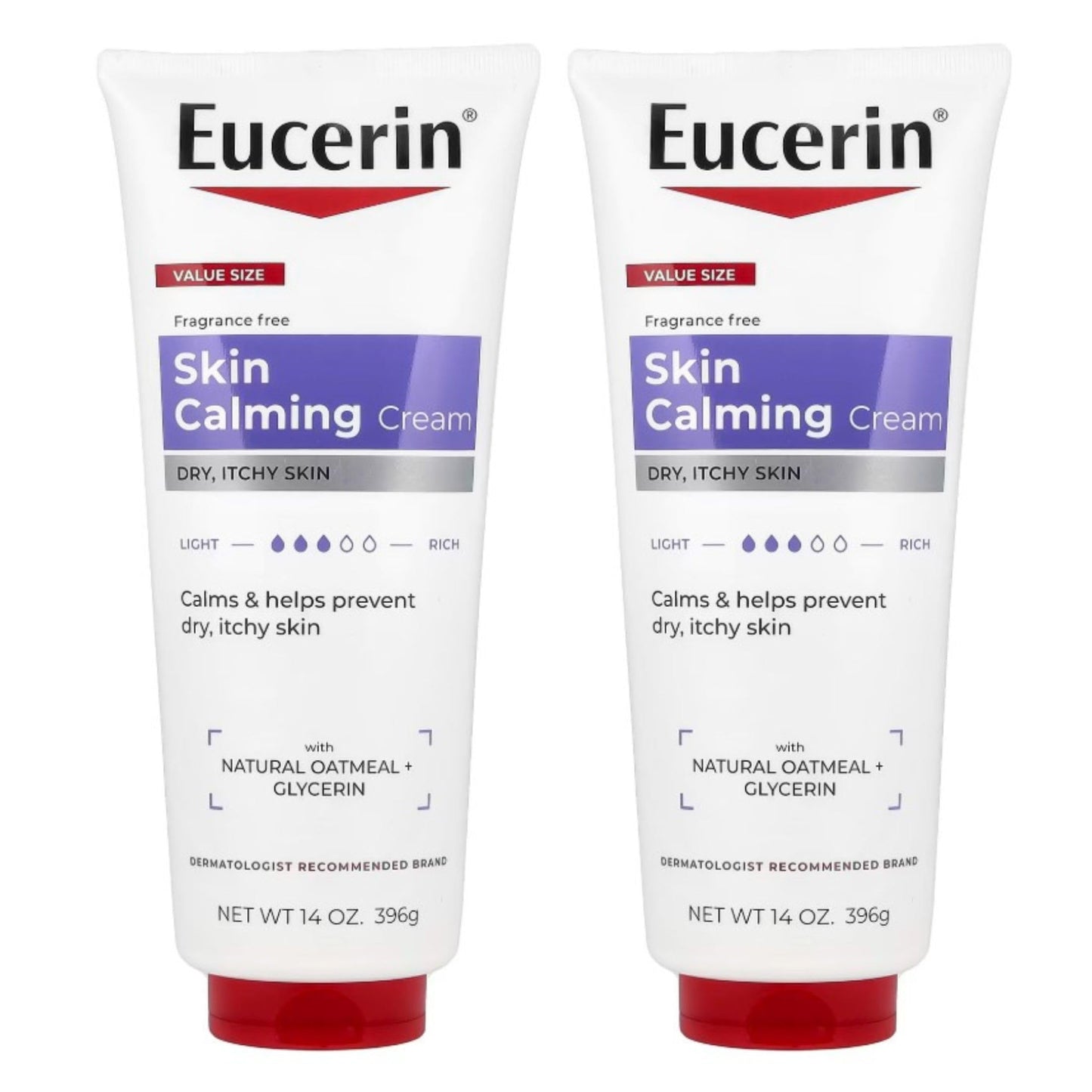 Eucerin Skin Calming Natural Oatmeal Enriched Creme 14 oz (Pack of 2)
