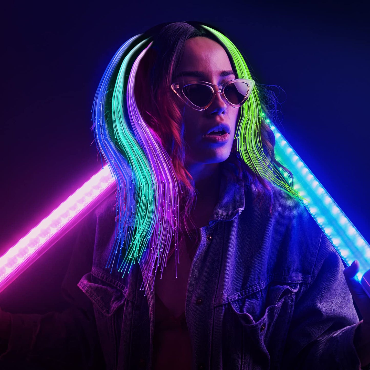 60 Pack Glow Hair Clips Light Hair Accessories 30 LED Lights 30 Butterfly Fiber Optic LED Extension Barrettes Rave Glow in The Dark Flash Barrettes Braid