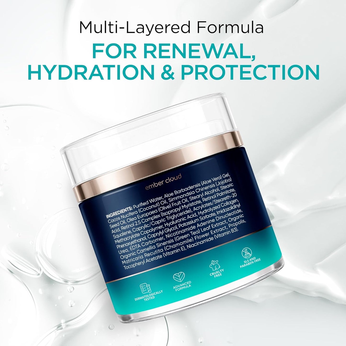 Collagen Cream with Retinol & Hyaluronic Acid - Anti-Aging Moisturizer for All Skin Types | 1.7 Oz