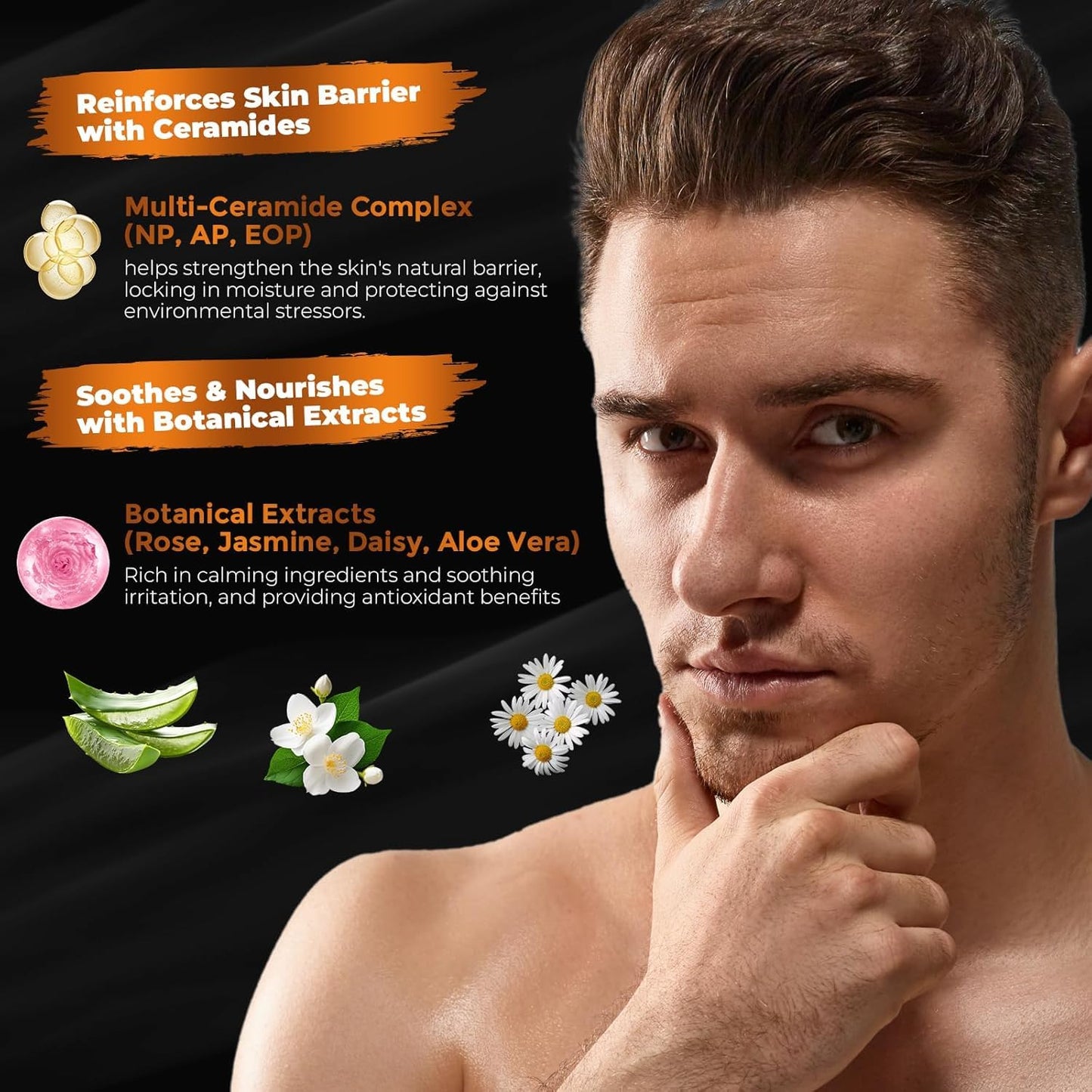 Gift for Men Skincare Men's Skin Care Facial Kit Complete Routine Kit with Niacinamide & Ceramides - Face Cleanser, Scrub, Toner, Serum, Moisturizer Cream, Lip Balm - Christmas, Valentine's Day Gifts