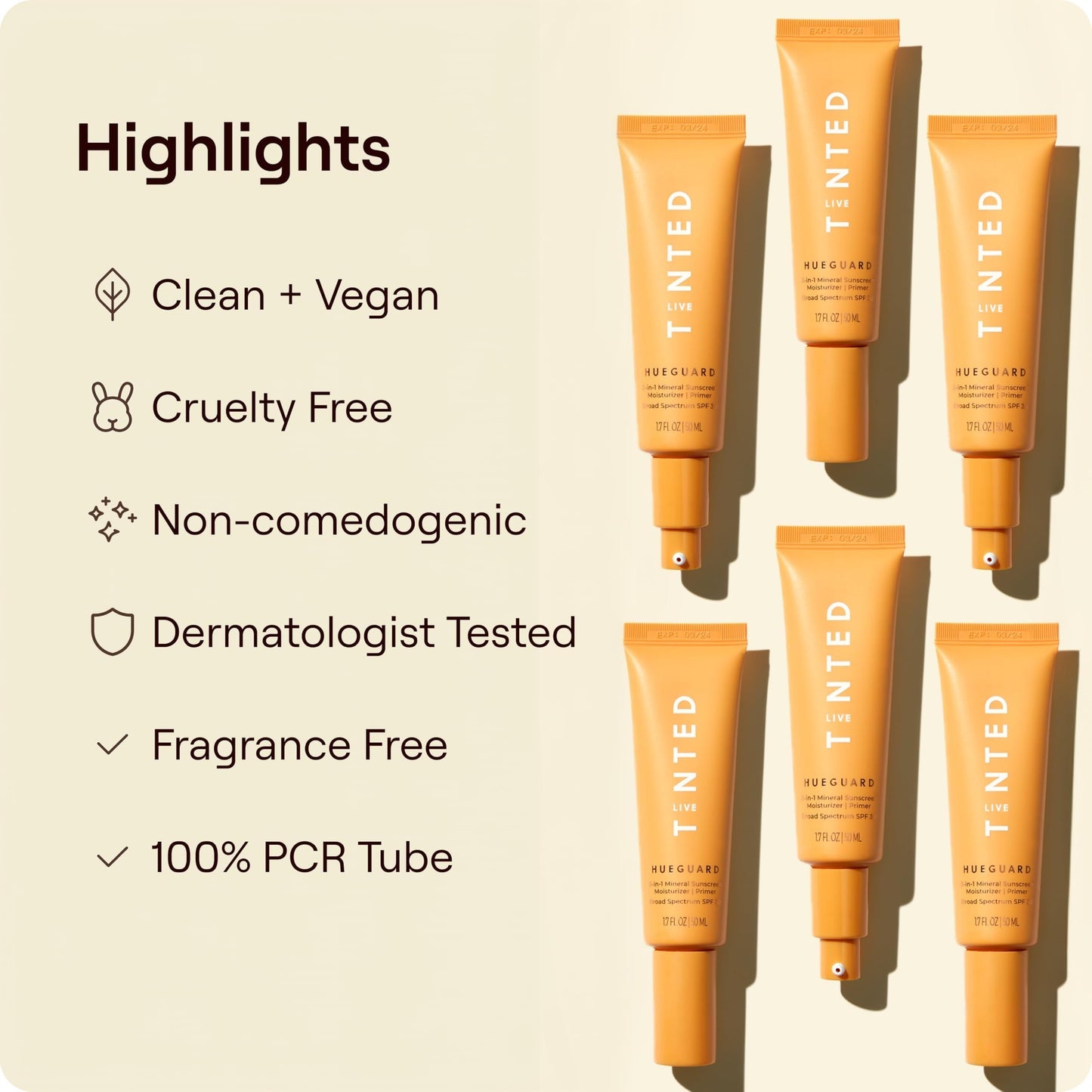 Live Tinted Hueguard® 3-in-1 Mineral Sunscreen, Moisturizer, & Primer for Face and Body - Hydrate and Protect the Skin Year Round - SPF 30, 1.7 Fl Oz