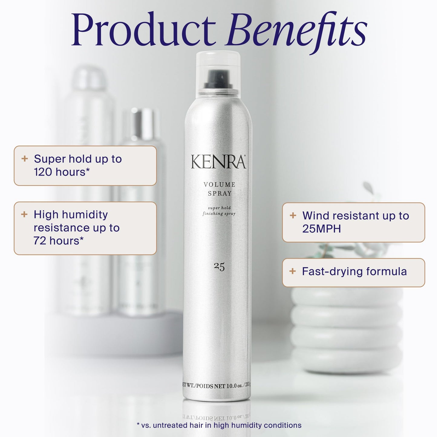 Kenra Professional Volume Spray 25 80% | Super Hold Finishing & Styling Hairspray | Flake-free & Fast-drying | Wind & Humidity Resistance | All Hair Types | 16 oz