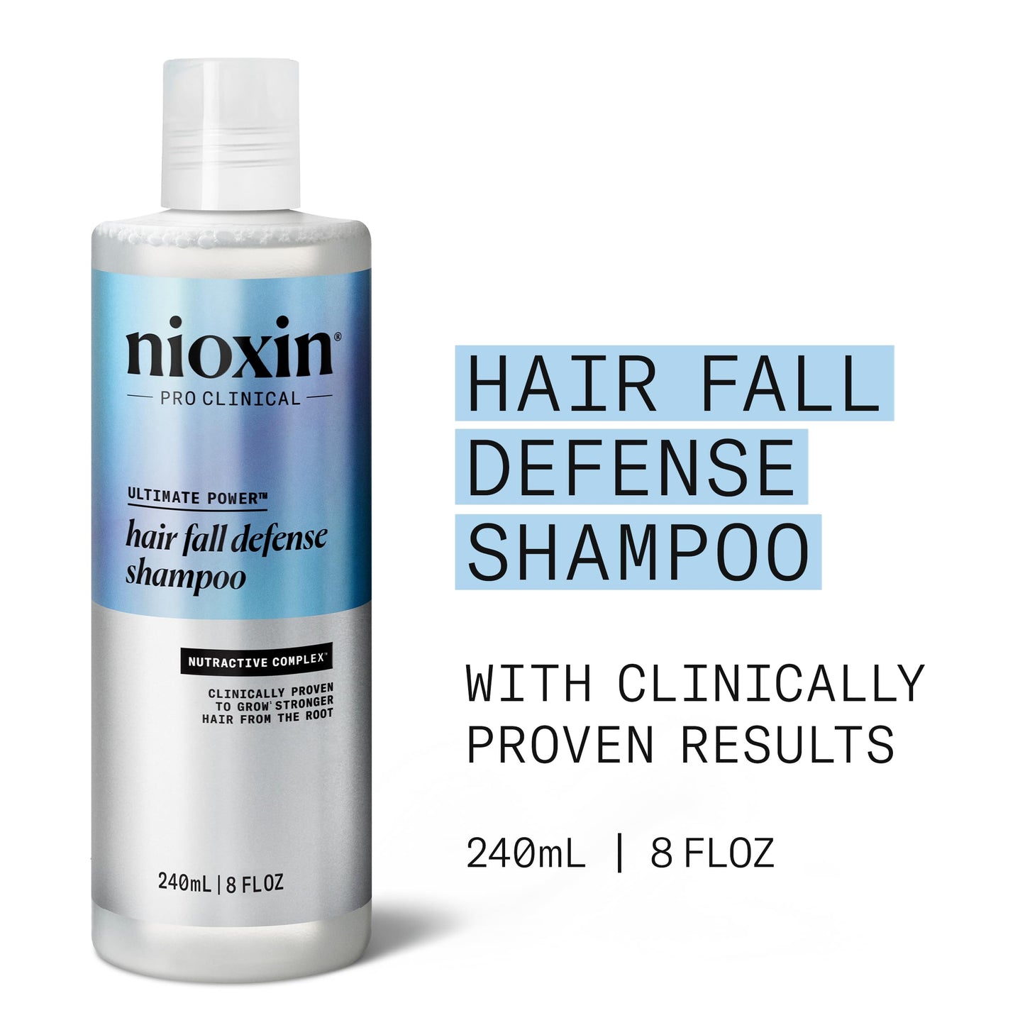NIOXIN Hair Fall Defense Shampoo | Activates Hair Follicles for Visibly Less Hair Loss | With Niacinamide, Caffeine, Lauric Acid, and Sandalore | 8.1 Fl Oz.