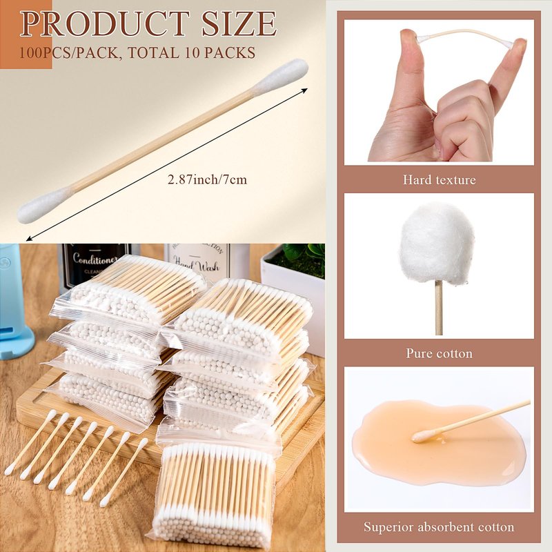 Heigble 2700 Count Hotel Vanity Set Bulk 1000 Cotton Balls 500 Cotton Rounds 1000 Swabs with Double Round Tip 200 Dental Floss Picks for Face Makeup Removal Toiletries
