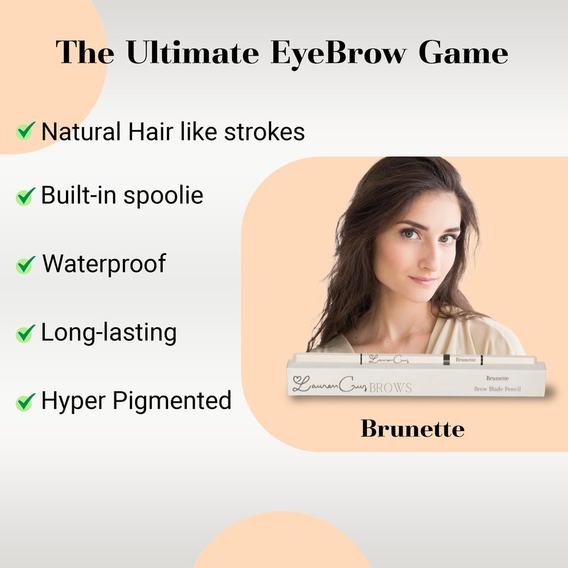 Eyebrow Pencil Make Up for Women - Long-lasting and Waterproof Eyebrow Pencil by Lauren Cruz - Dual-Ended Eyebrow Pen with Micro-tip and Spoolie -Fuller Look Brow Pencil - Brunette
